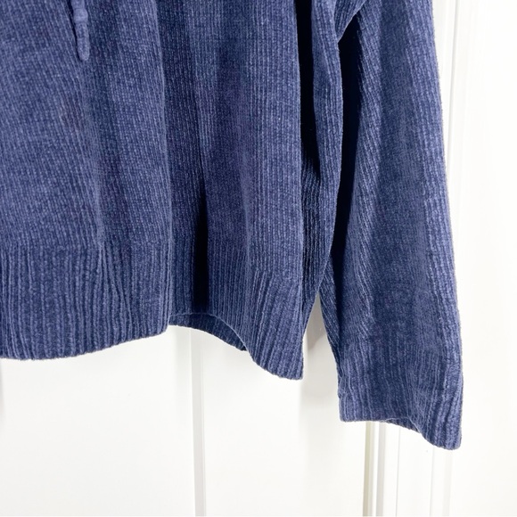 Eileen Fisher Navy Blue Organic Cotton Cropped Hoodie Sweater Size Large - Picture 3 of 6